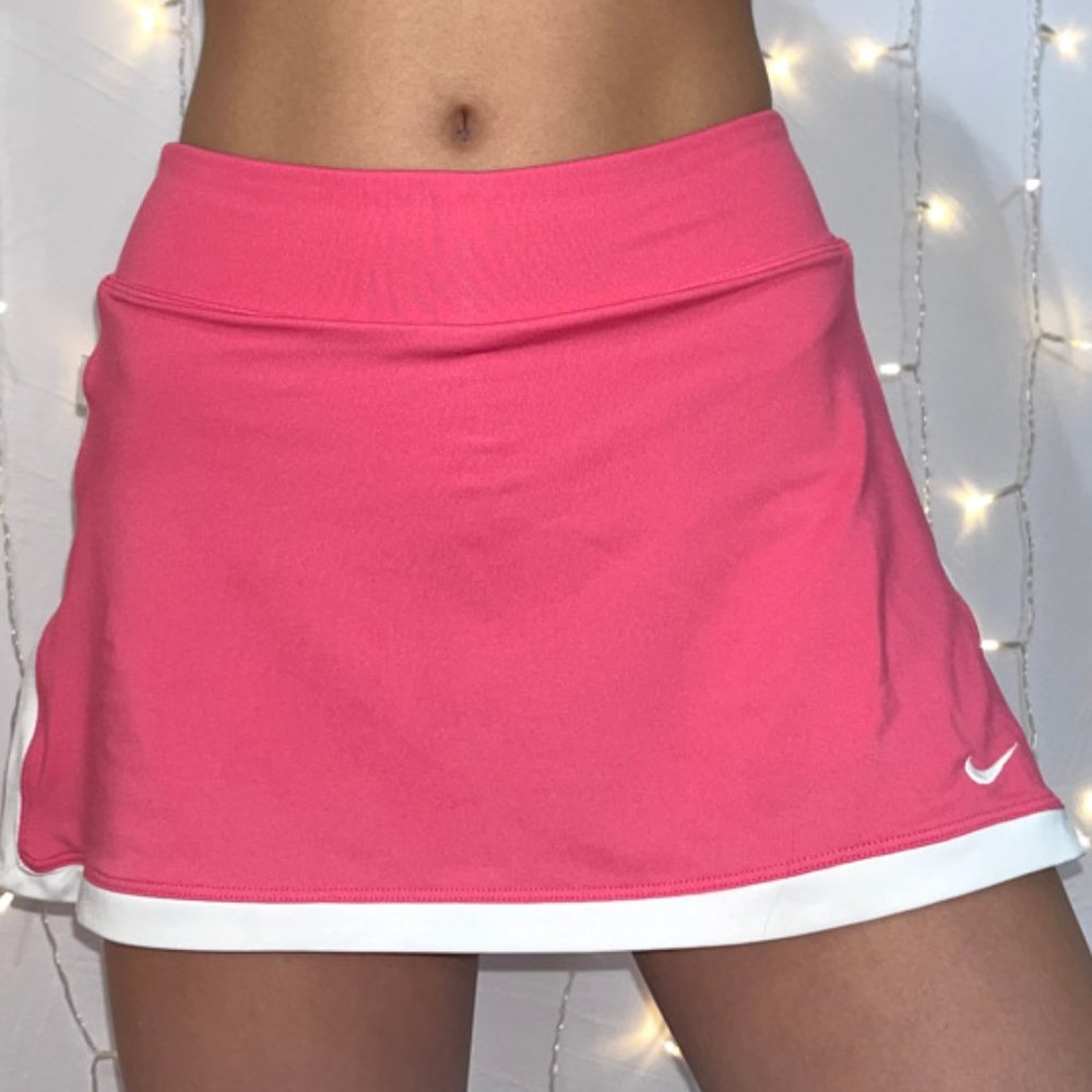 Nike Border Tennis Skirt Pink & White Dri-Fit